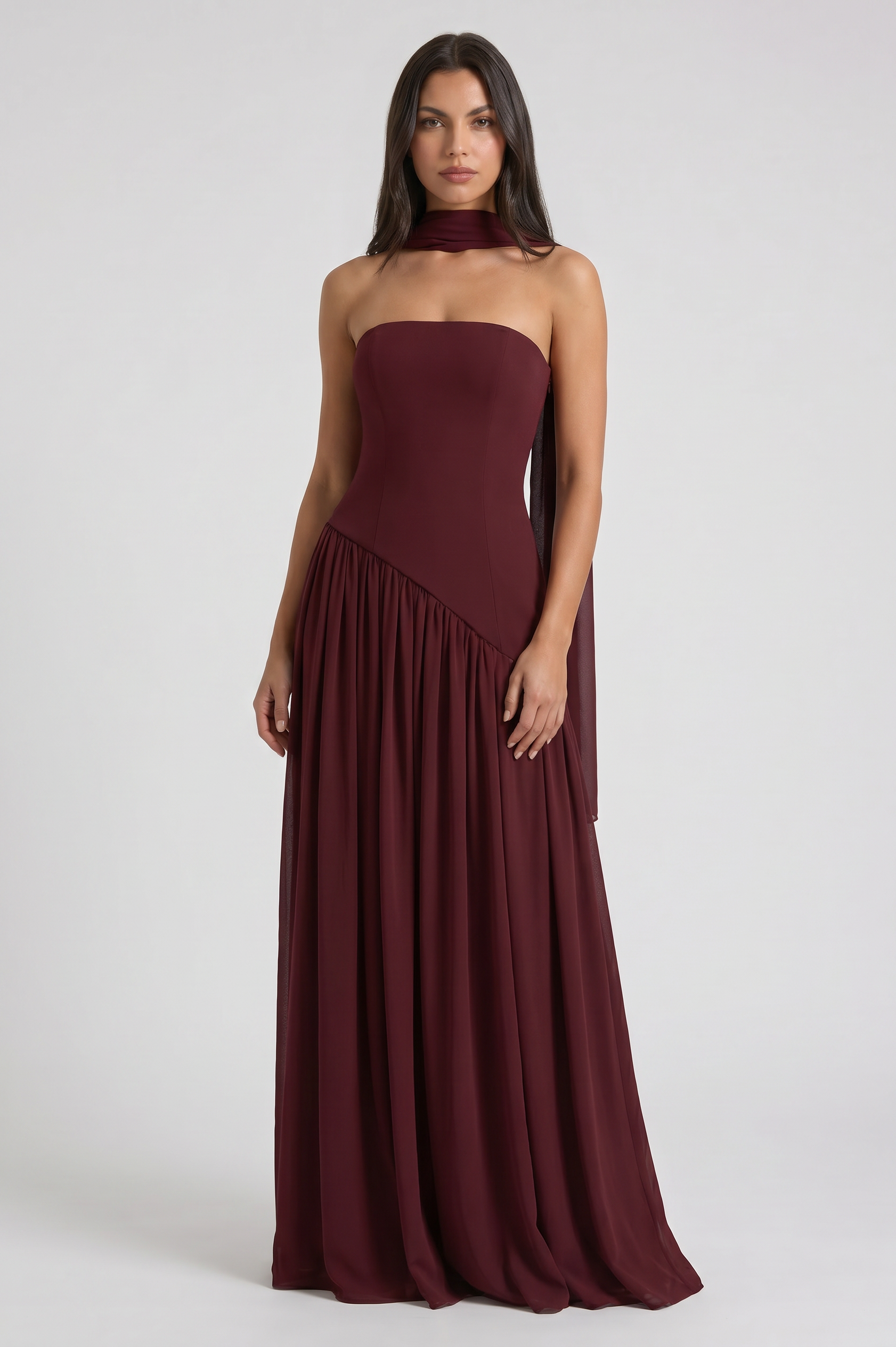 Abito maxi Serena borgogna Bella di Roma – taglie XS-XL