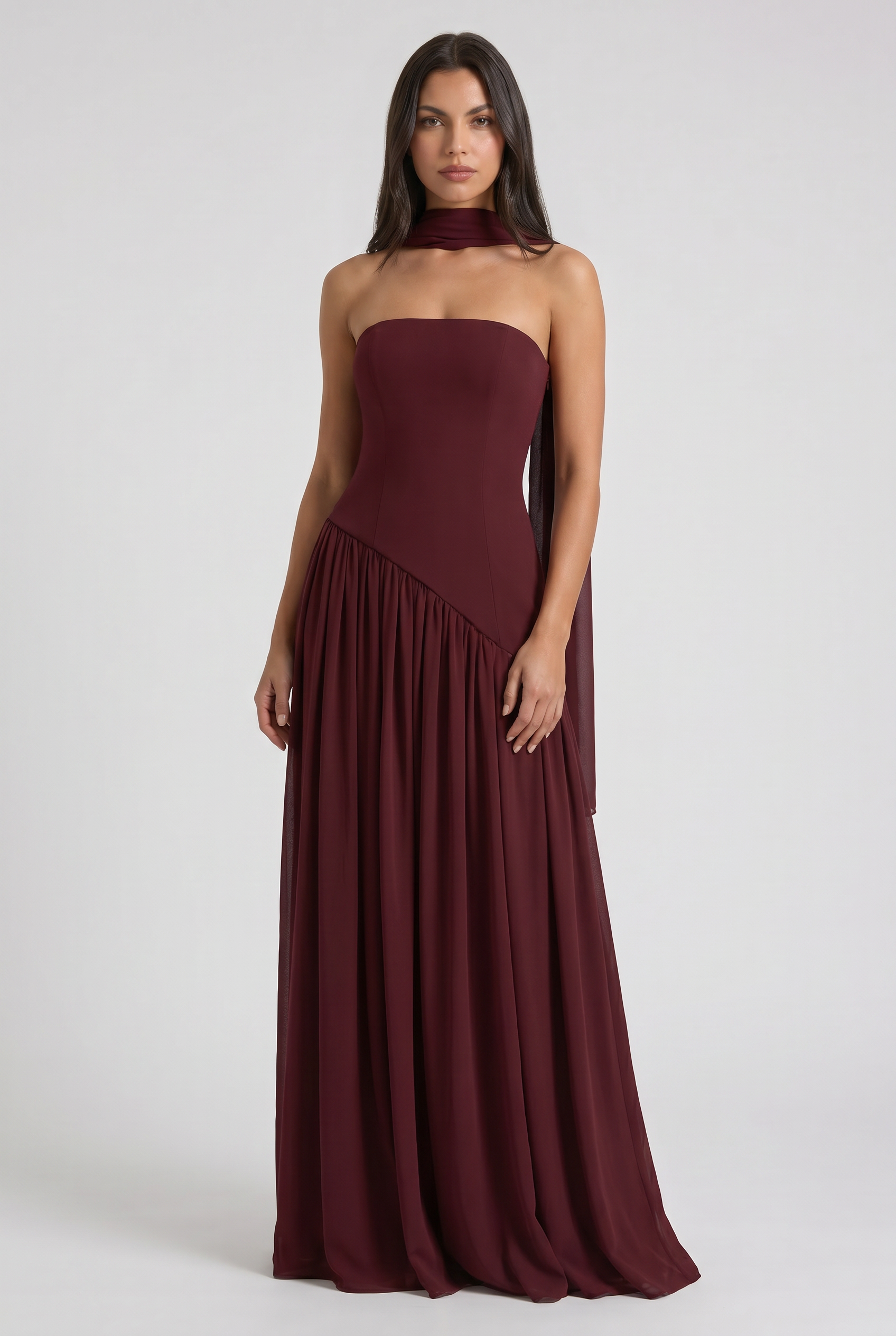 Abito maxi Serena borgogna Bella di Roma – taglie XS-XL