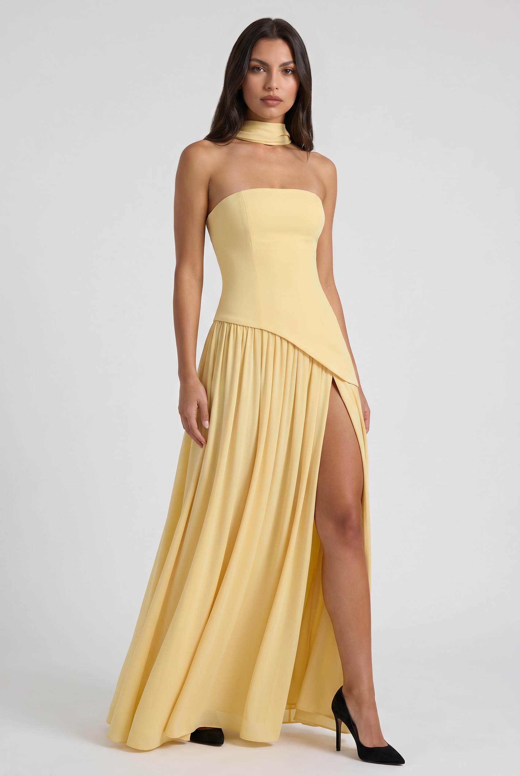 Abito maxi Serena giallo burro Bella di Roma – taglie XS-XL