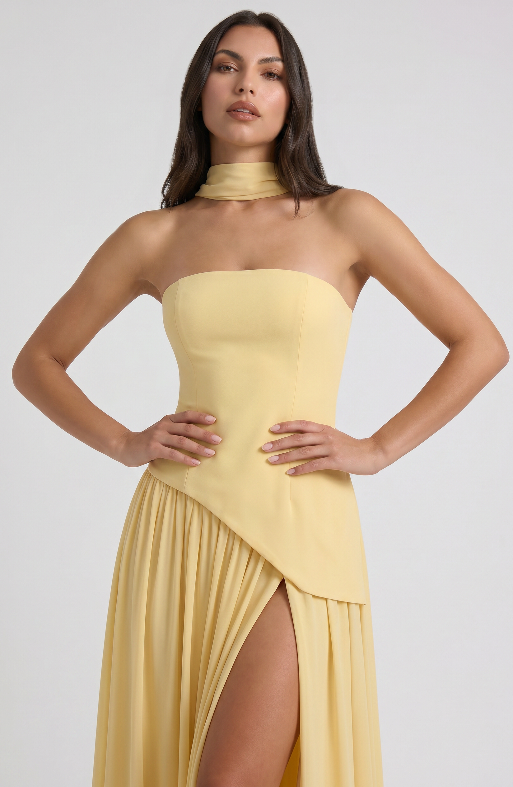 Abito maxi Serena giallo burro Bella di Roma – tessuto premium luminoso
