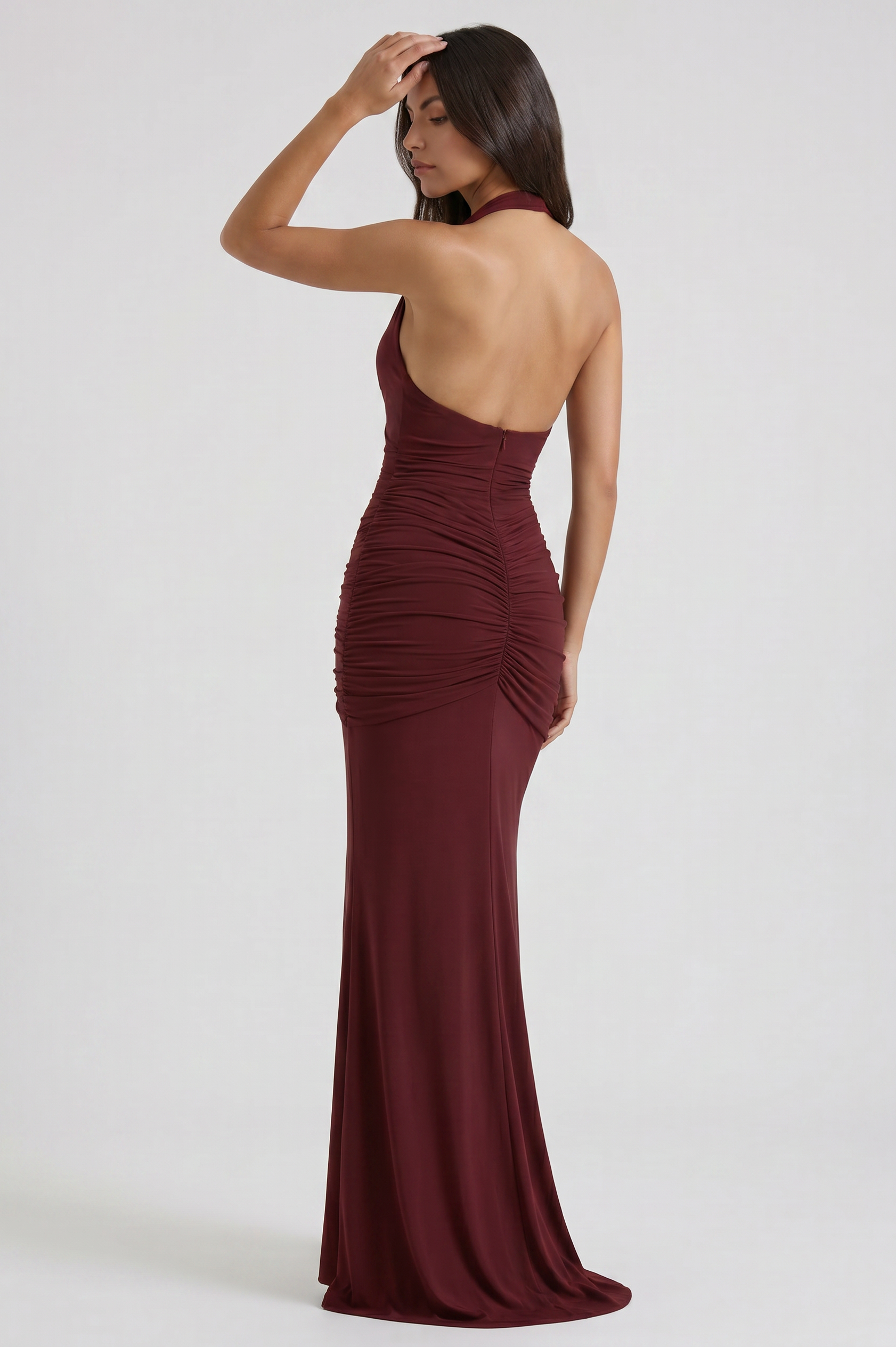 Abito maxi Ariel bordeaux strascico Bella di Roma – taglie XS-XL