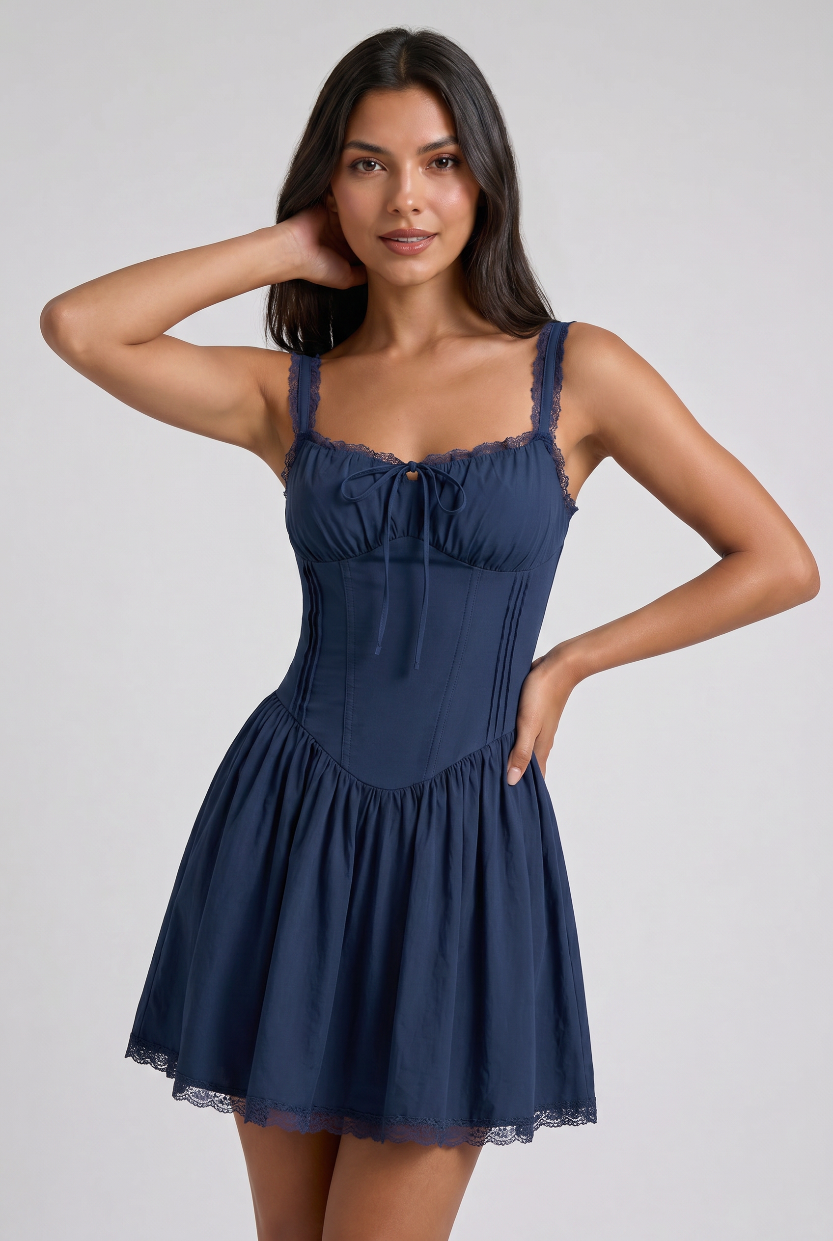 Abito Mini Luna Blu Scuro Bella di Roma – vista frontale