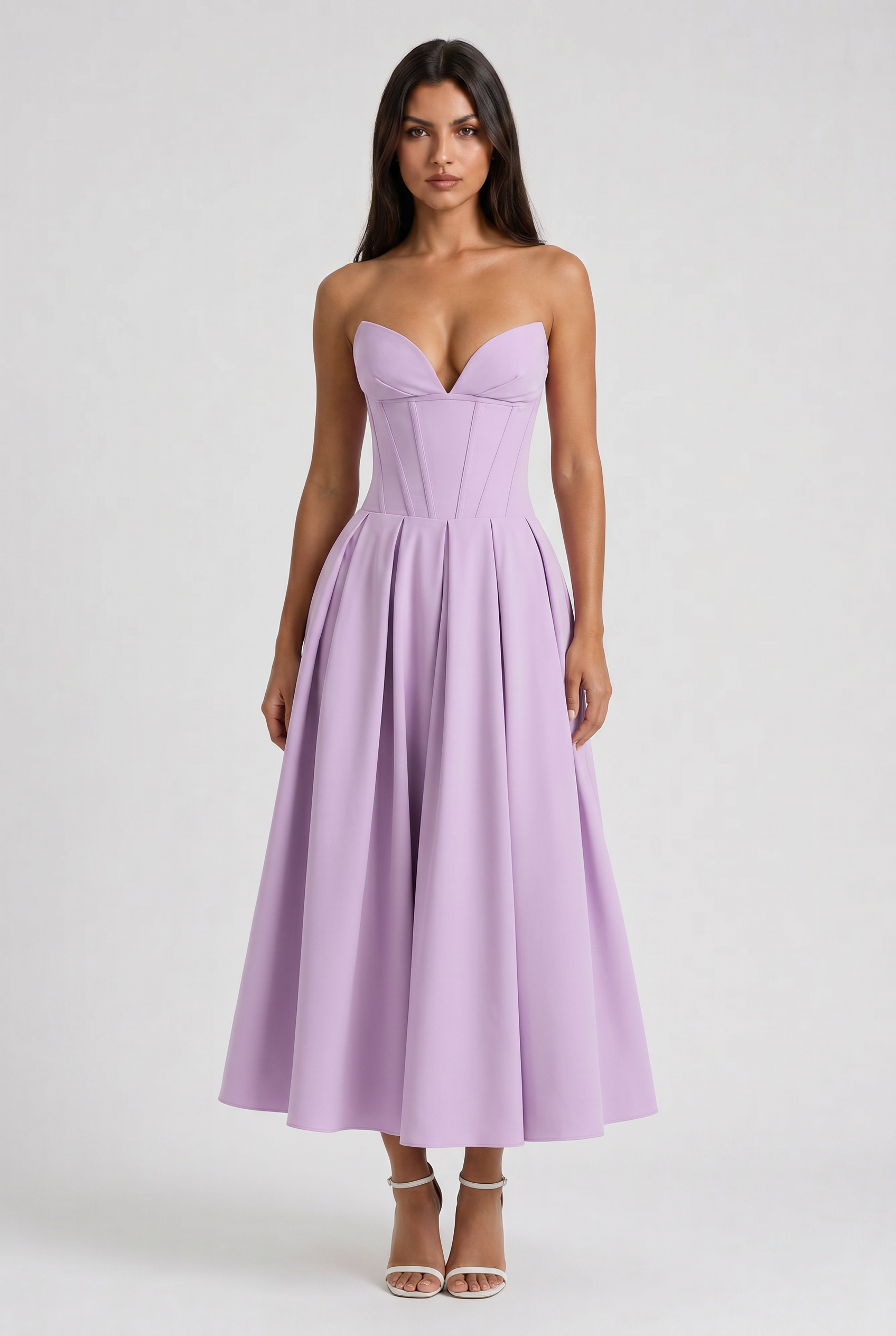 Abito Midi Amalfi Viola Bella di Roma – modella