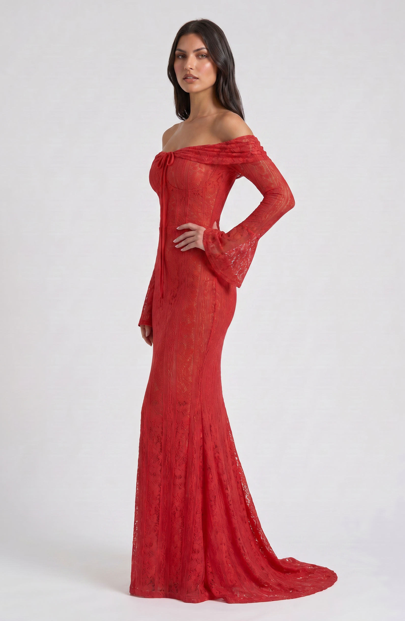 Abito maxi Alessandra rosso schiena scoperta Bella di Roma – gonna maxi fluida