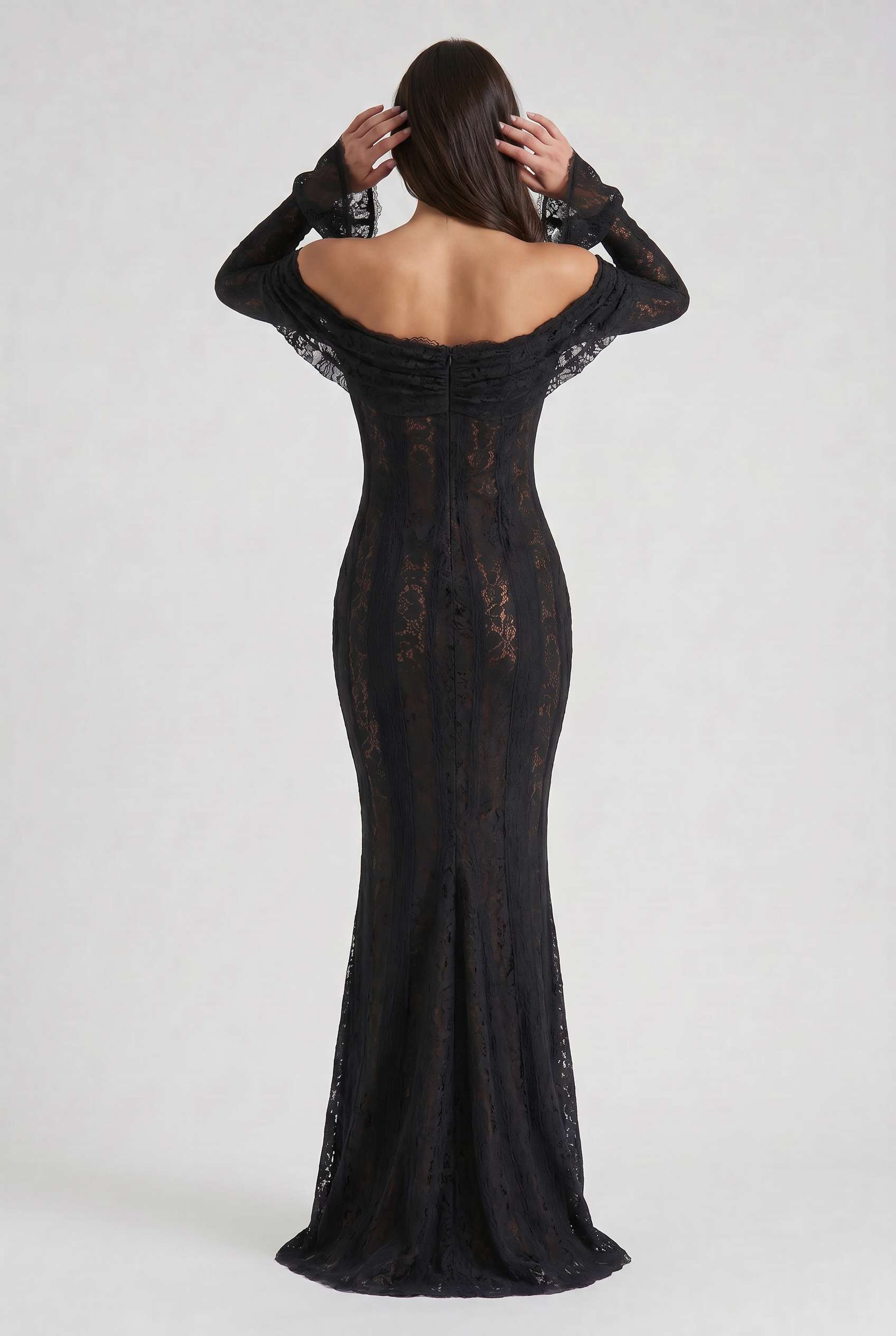 Abito maxi Alessandra nero schiena scoperta Bella di Roma – gonna maxi fluida