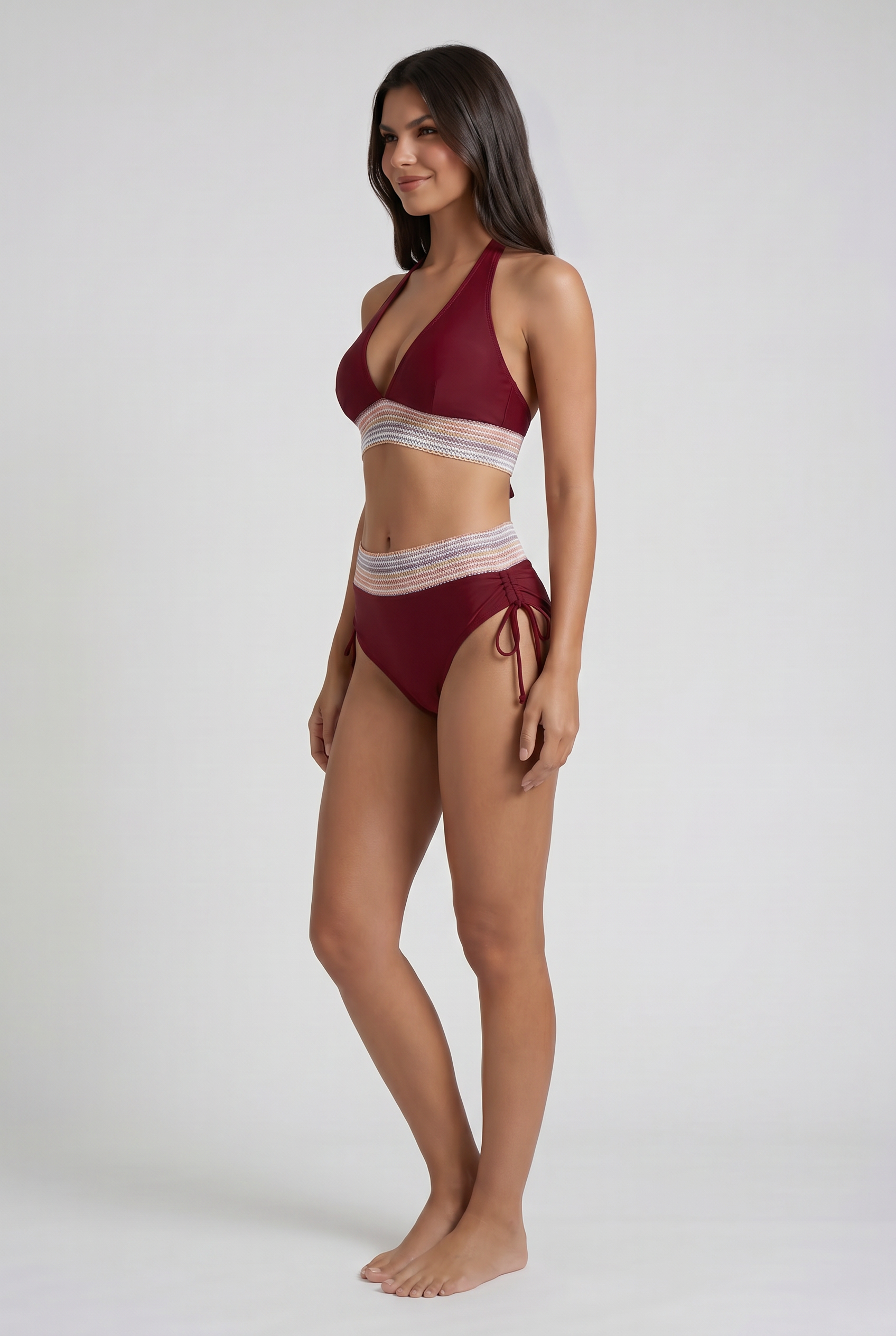 Bikini modellante Raya bordeaux Bella di Roma – dettaglio cintura