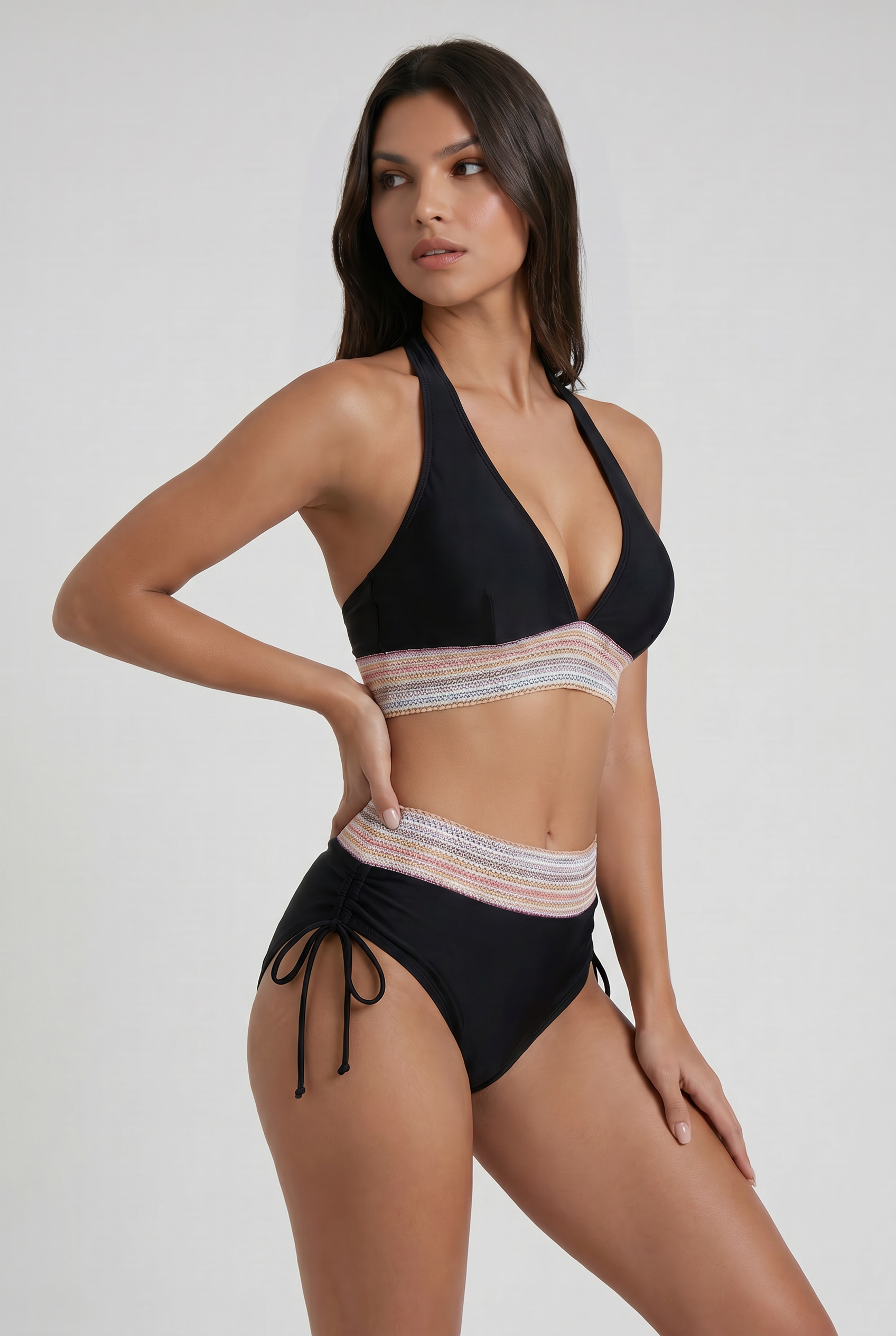 Bikini modellante Raya bordeaux Bella di Roma – arricciature decorative