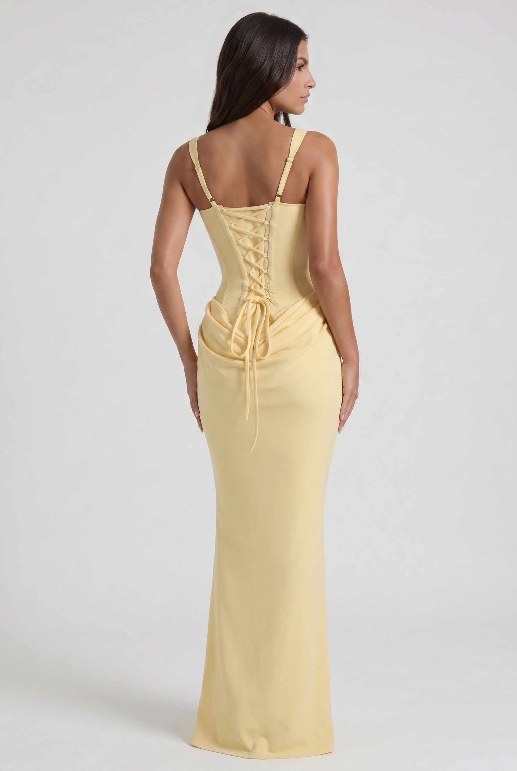 Abito maxi Éléonora satin onice Bella di Roma – gonna maxi drappeggiata
