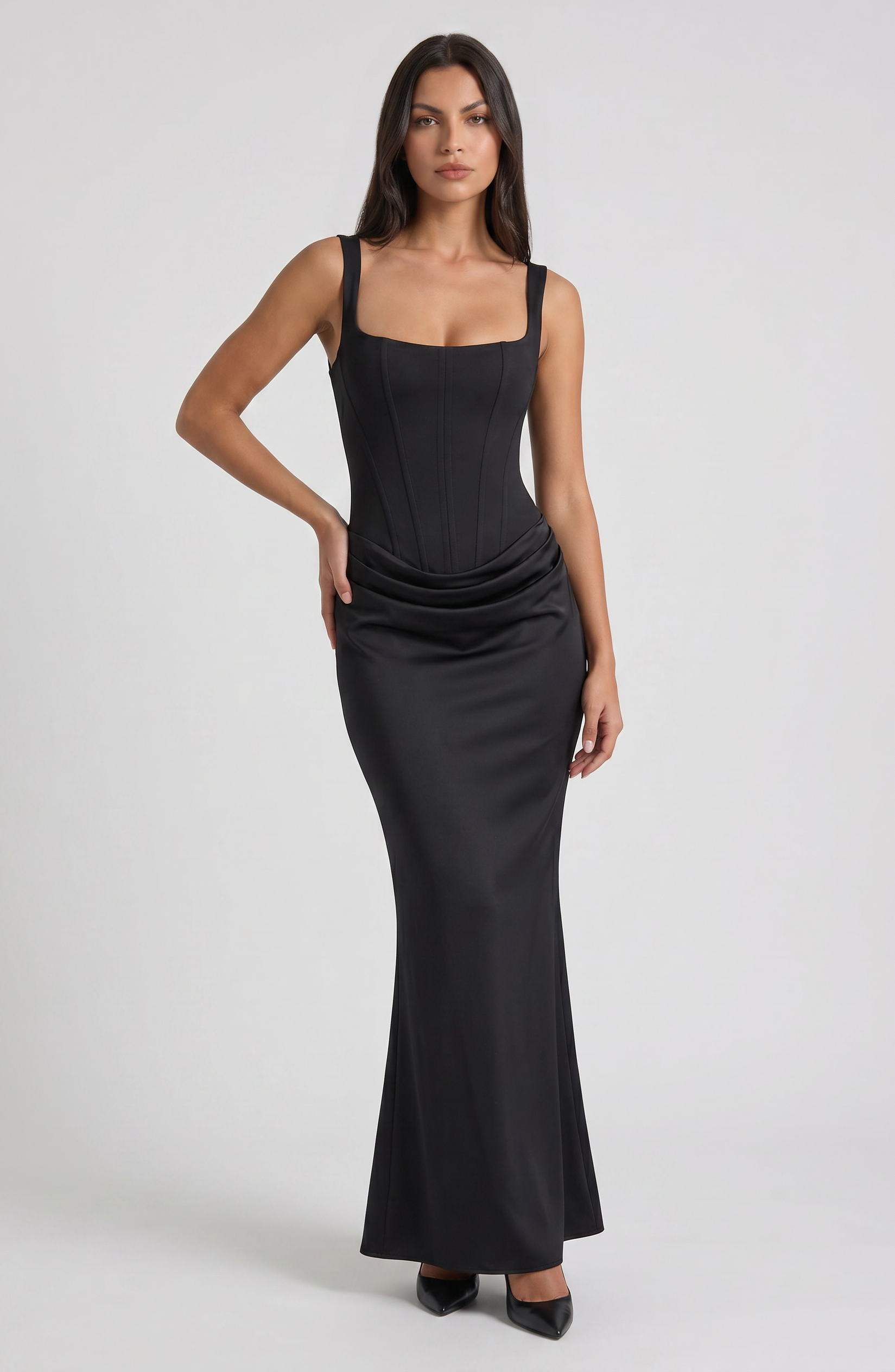 Abito maxi Éléonora satin Bella di Roma – tessuto satin pregiato