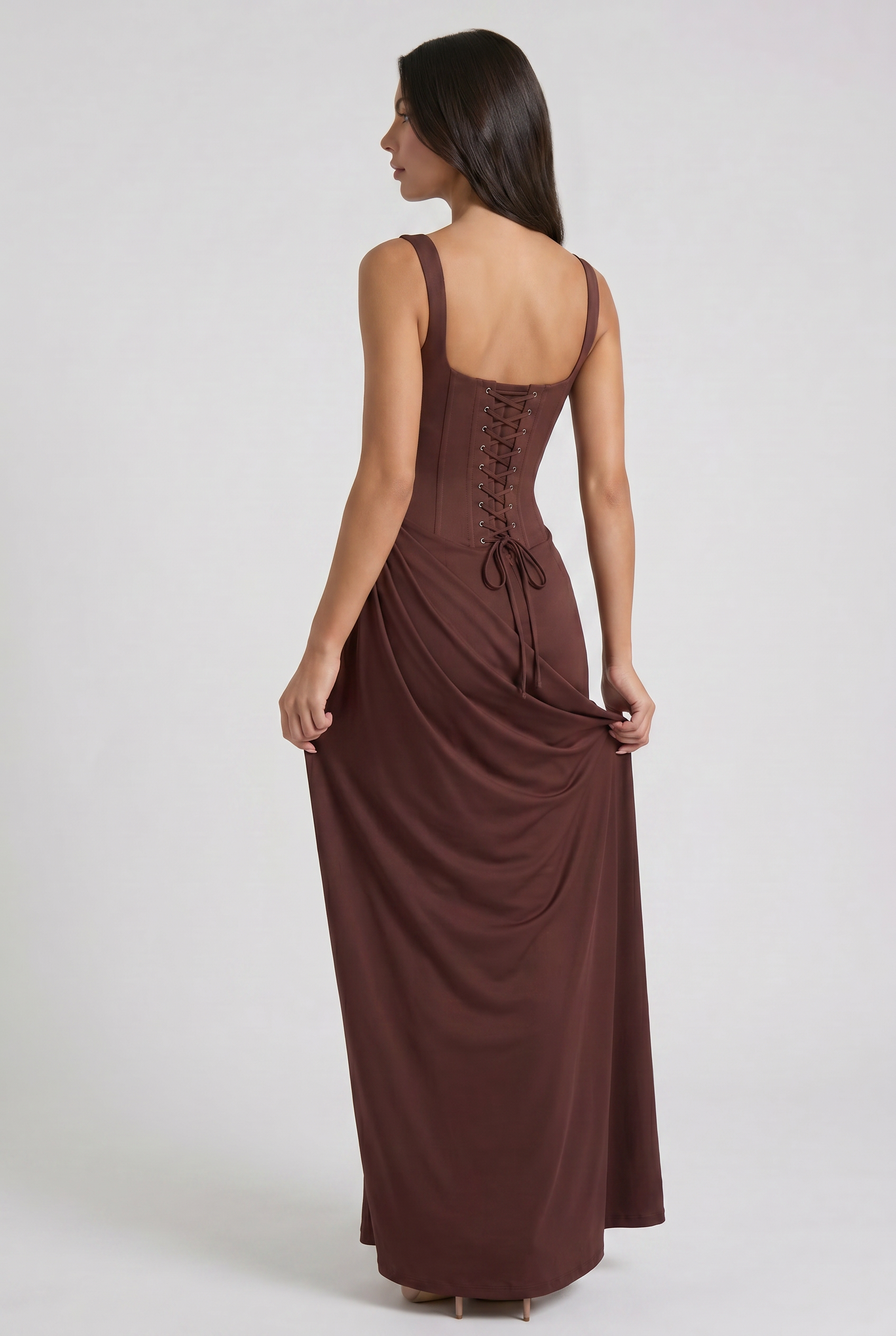 Abito maxi Éléonora satin bianco Bella di Roma – gonna maxi bianca