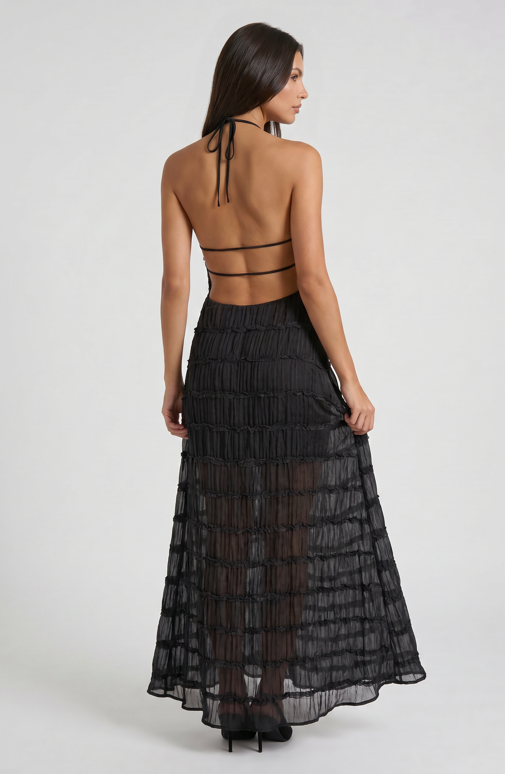 Abito maxi Emma bianco Bella di Roma – silhouette femminile