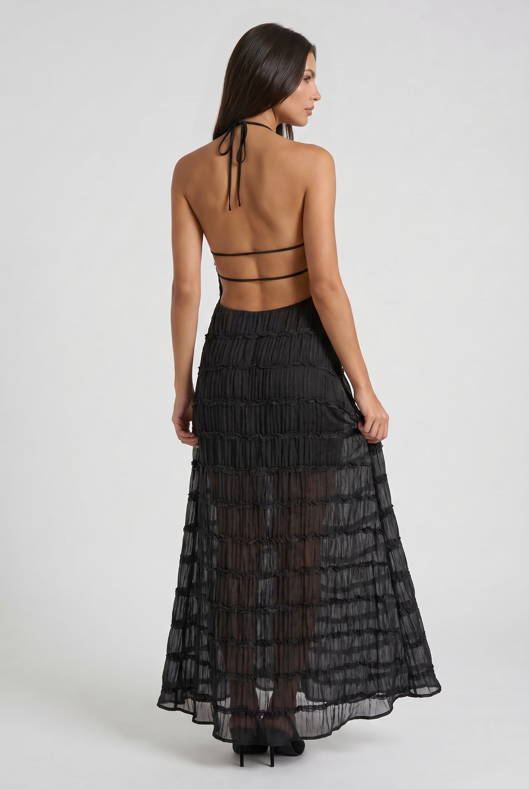 Abito maxi Emma bianco Bella di Roma – silhouette femminile