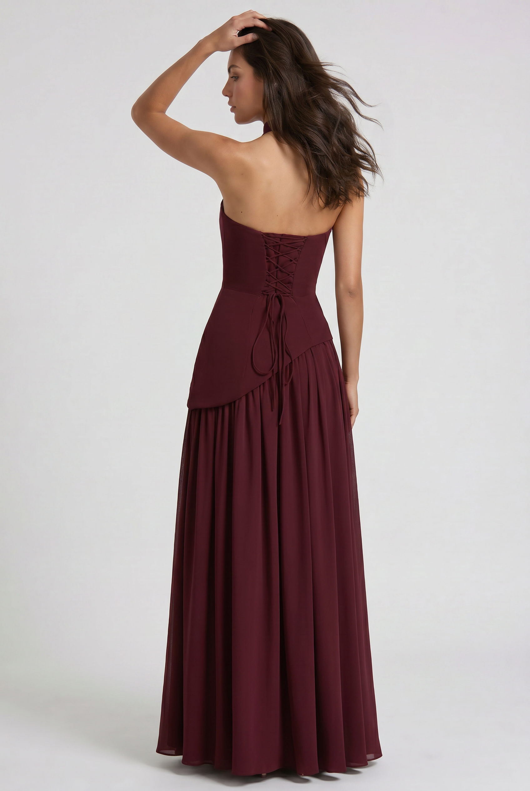 Abito maxi Celestienne chiffon giallo Bella di Roma – silhouette femminile