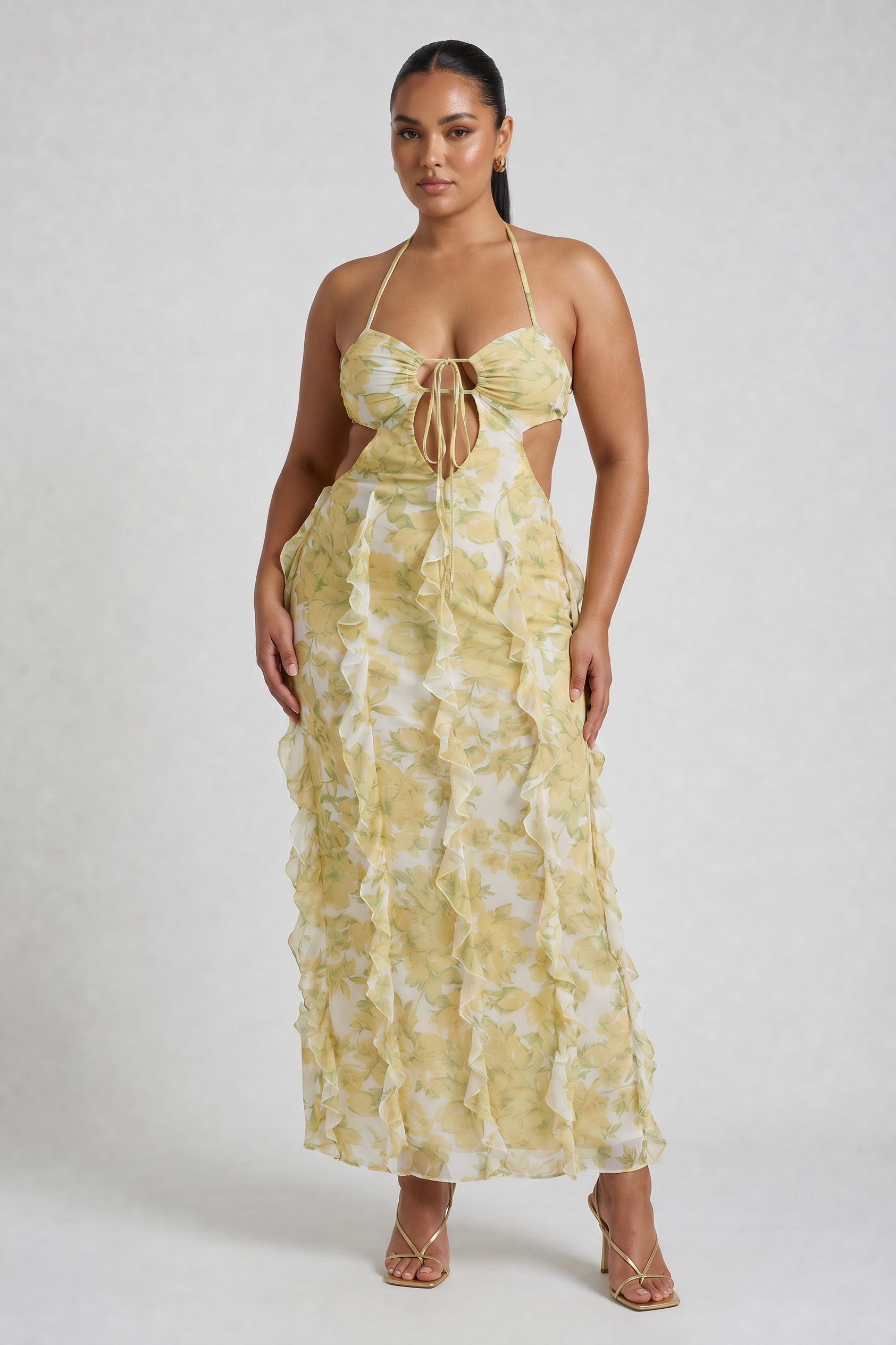 Abito maxi Dalia chiffon narciso Bella di Roma – look matrimonio ospite taglie XS-XXL