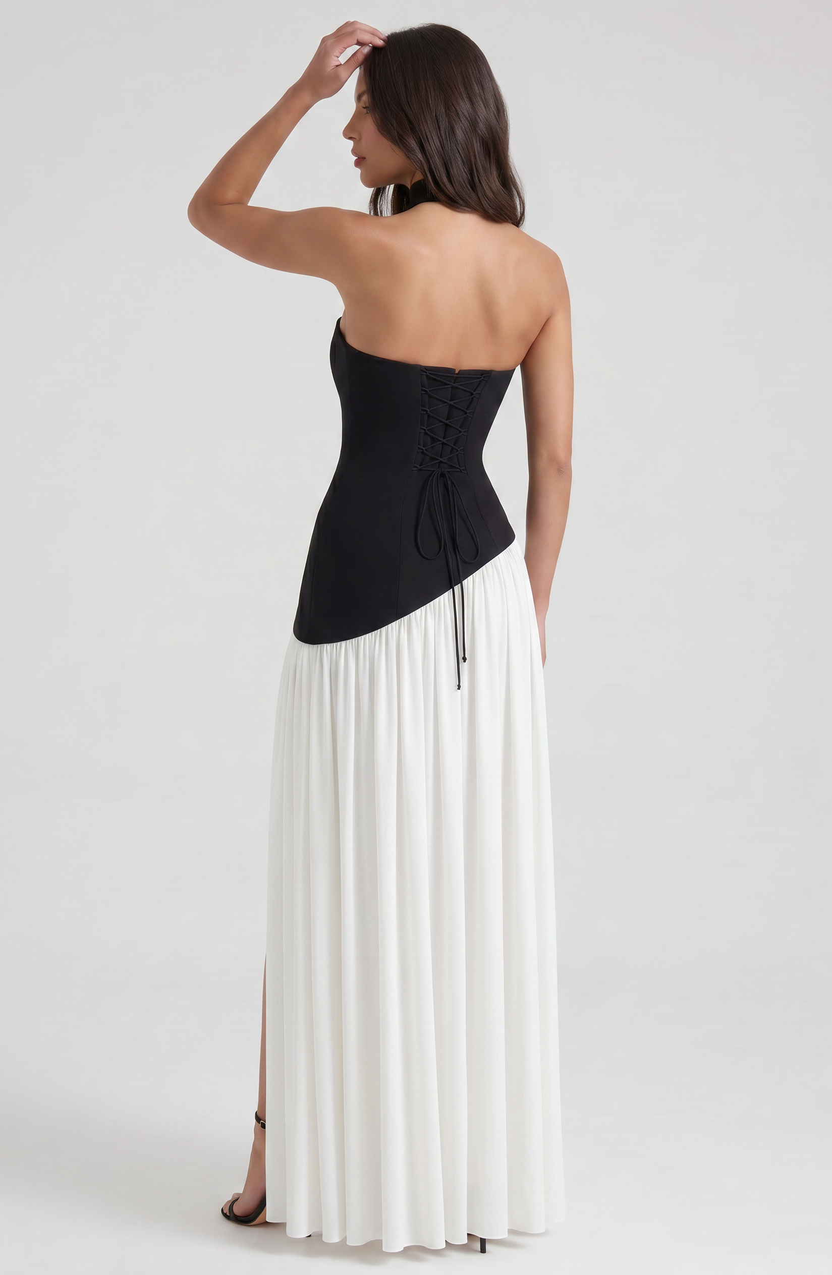 Abito maxi Serena nero e bianco Bella di Roma – taglie XS-XL