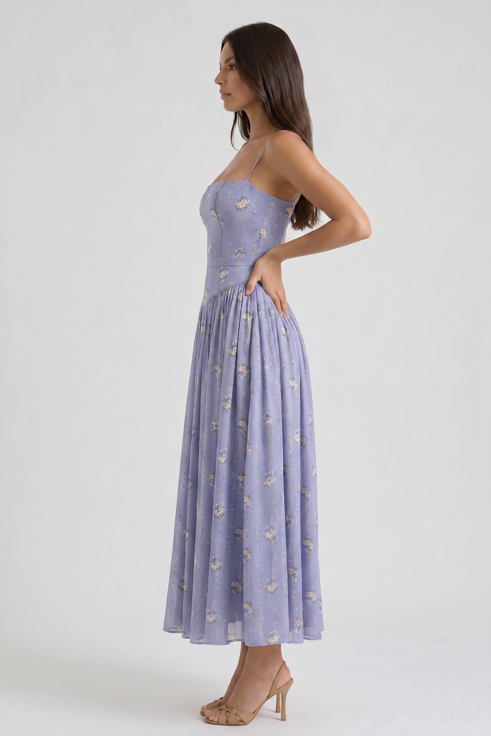 Abito maxi Imogen floreale blu Bella di Roma – vista frontale