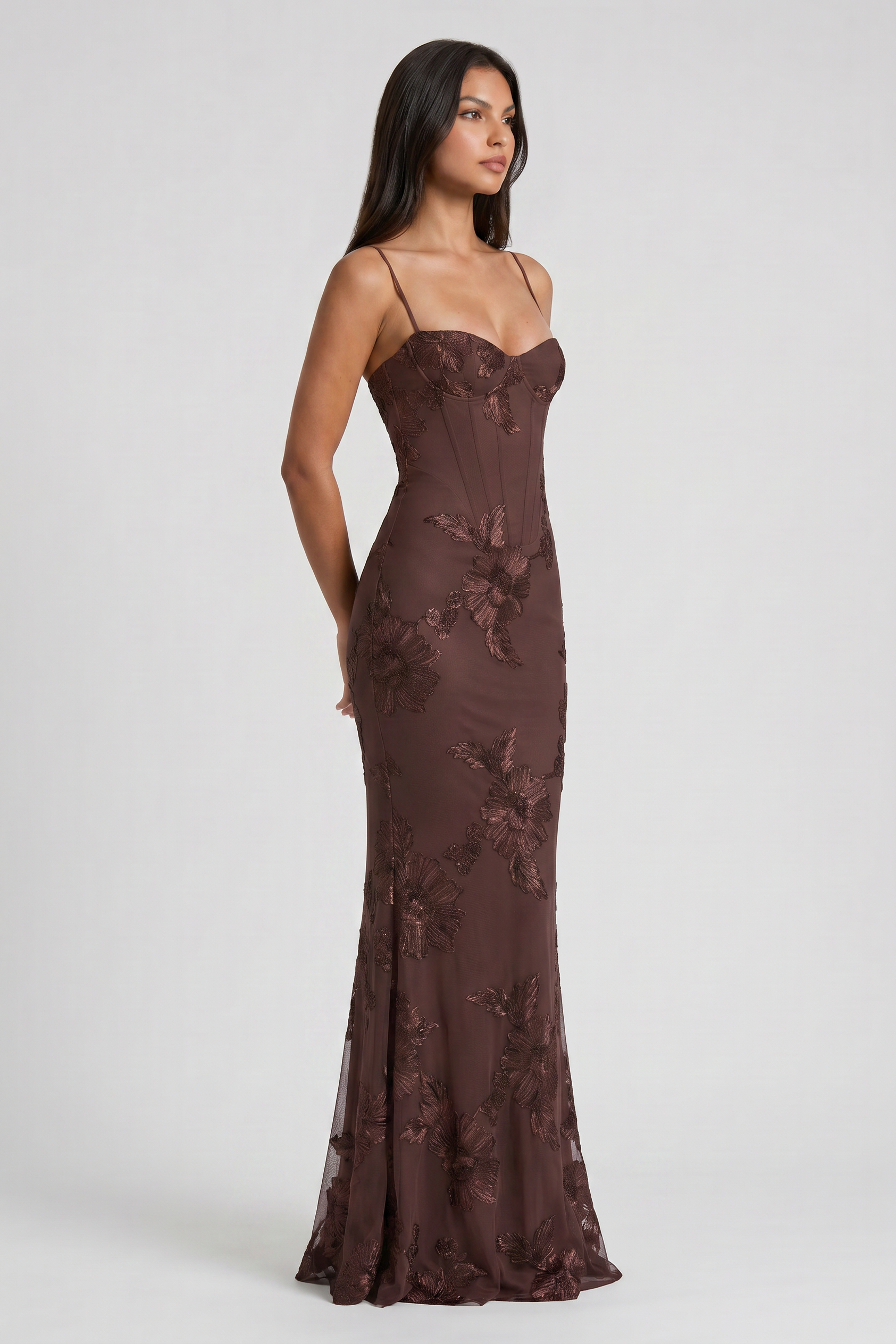 Abito maxi Mirelle floreale bordeaux Bella di Roma – taglie XS-XL