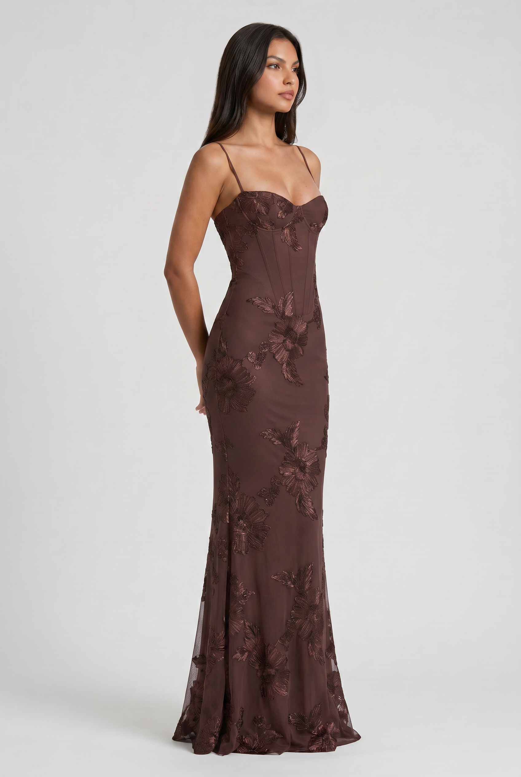 Abito maxi Mirelle floreale bordeaux Bella di Roma – taglie XS-XL