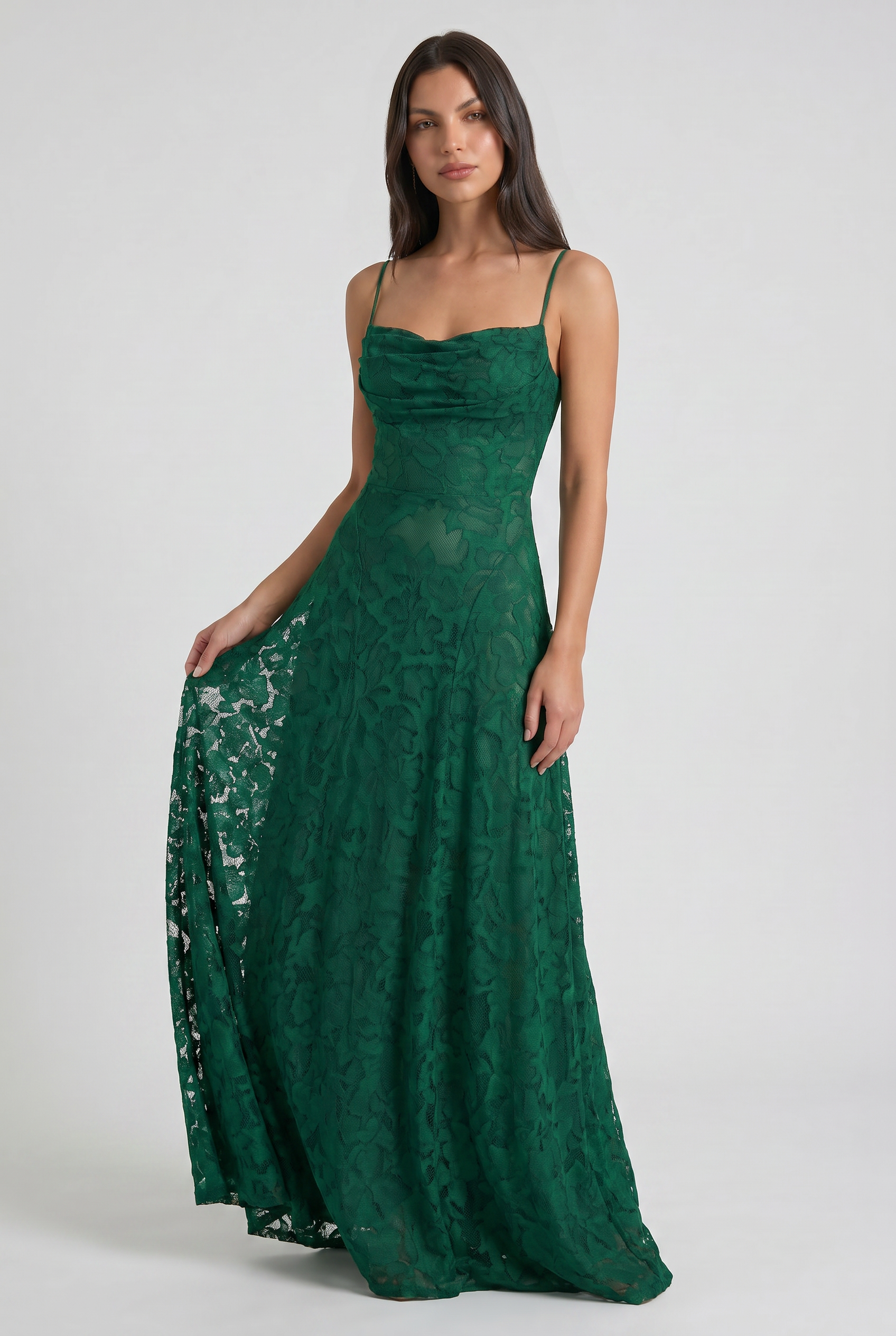 Abito maxi Louise verde Bella di Roma – vista frontale