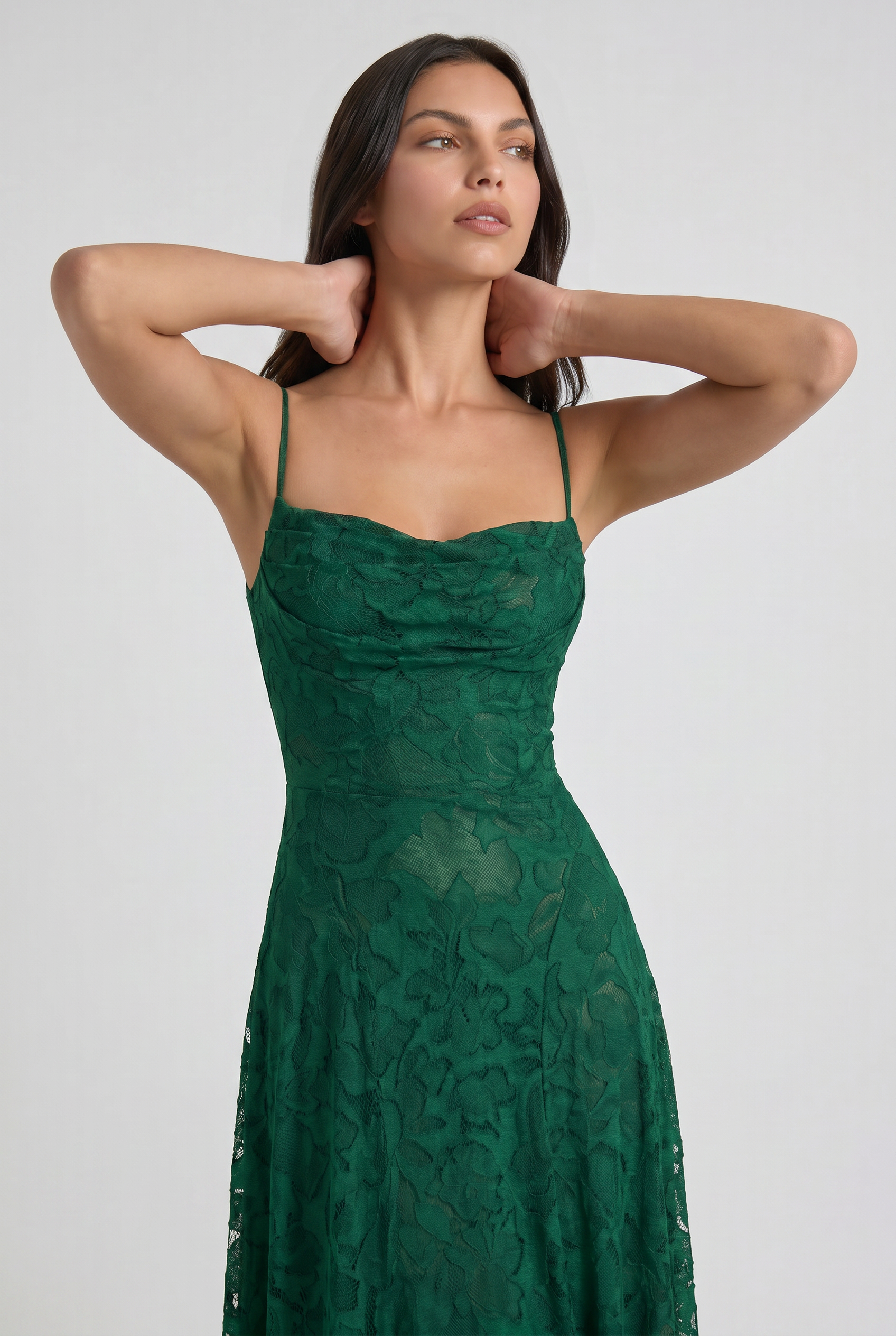 Abito maxi Louise verde scuro Bella di Roma – vista frontale