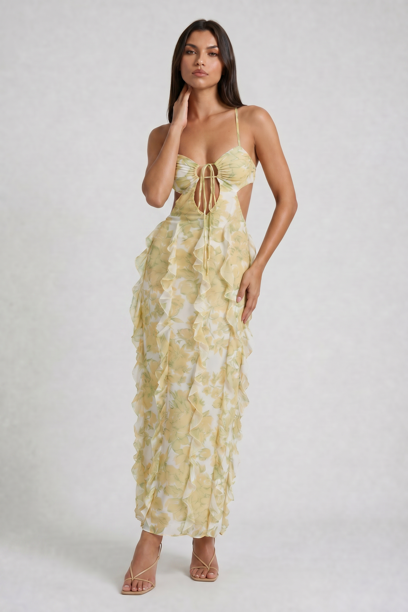 Abito maxi Dalia chiffon narciso Bella di Roma – stampa esclusiva