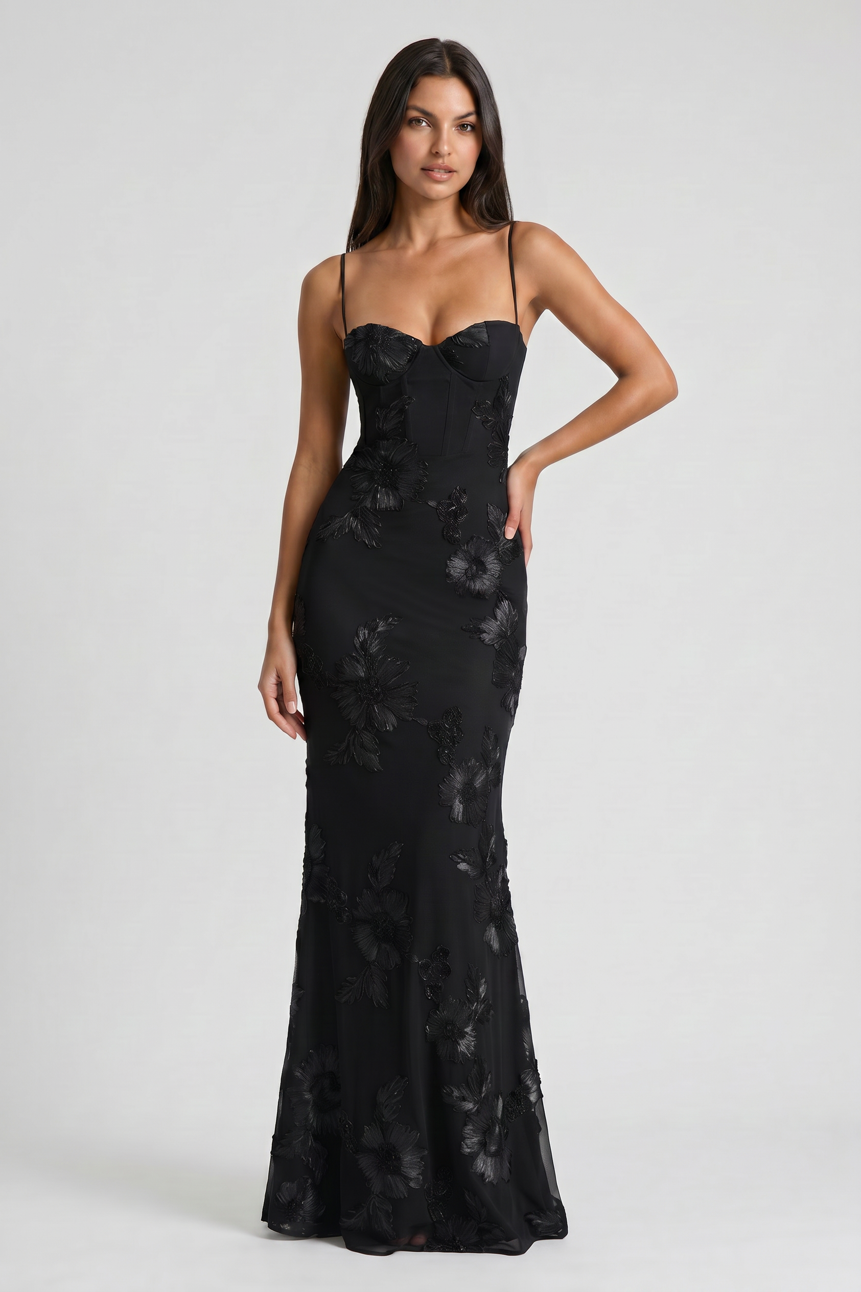 Abito maxi Mirelle floreale bordeaux Bella di Roma – dettaglio schiena