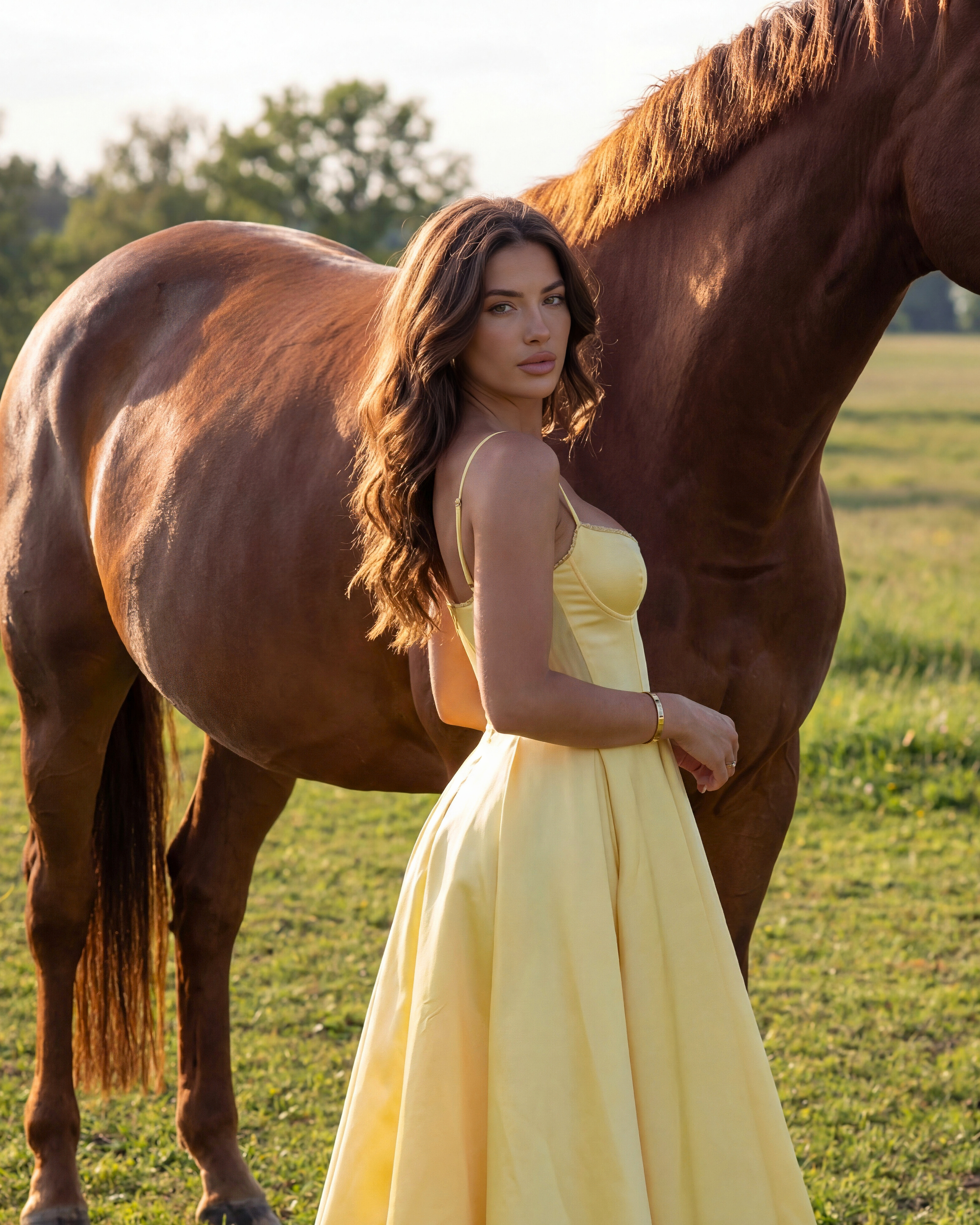 Abito midi Selene giallo burro satin tulle Bella di Roma – look matrimonio estivo