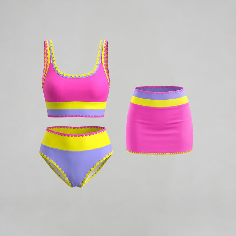 Costume da bagno tre pezzi rosa – i tre capi coordinati | Bella di Roma