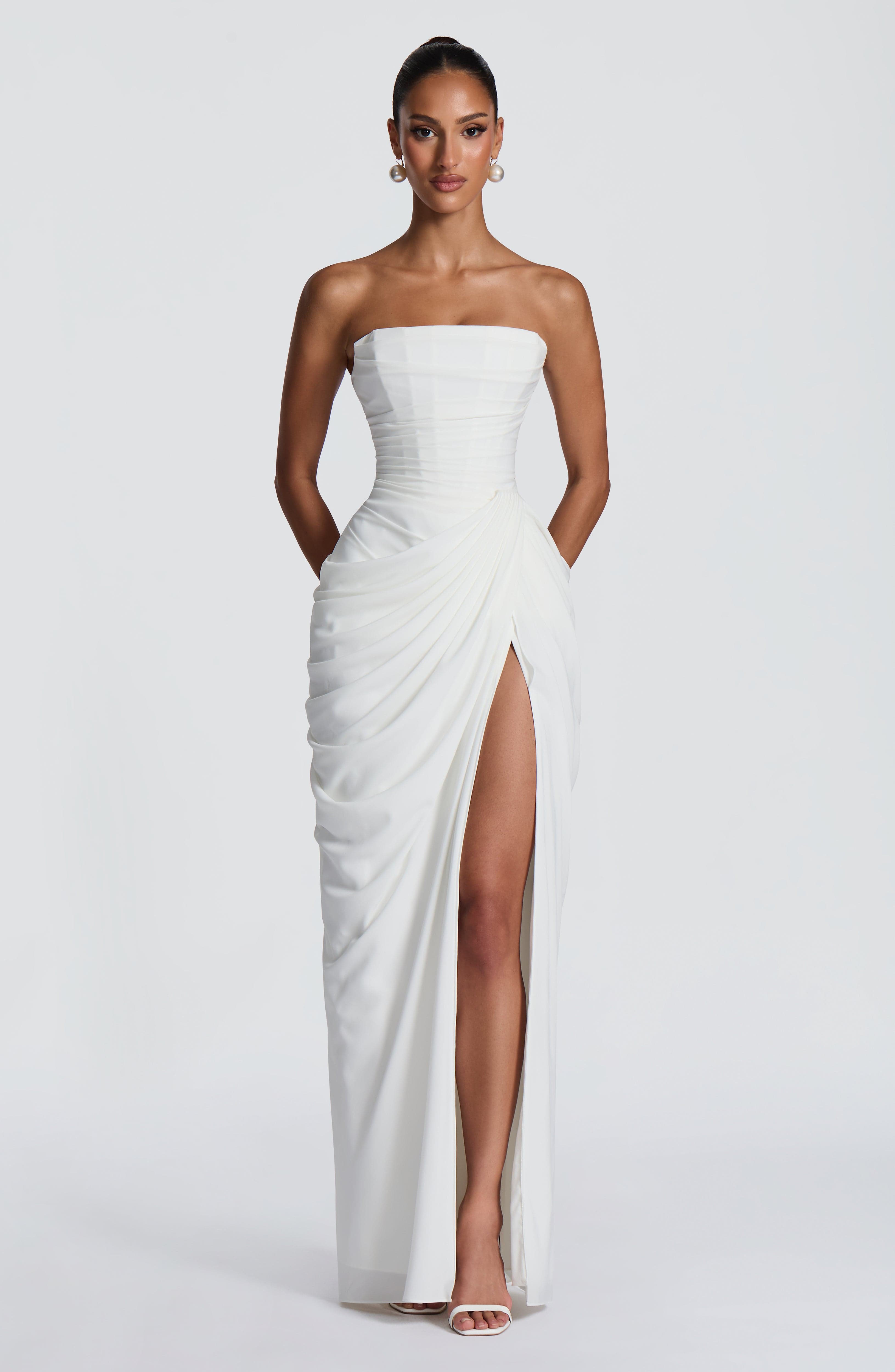 Abito maxi Lois corsetto avorio Bella di Roma – vista frontale