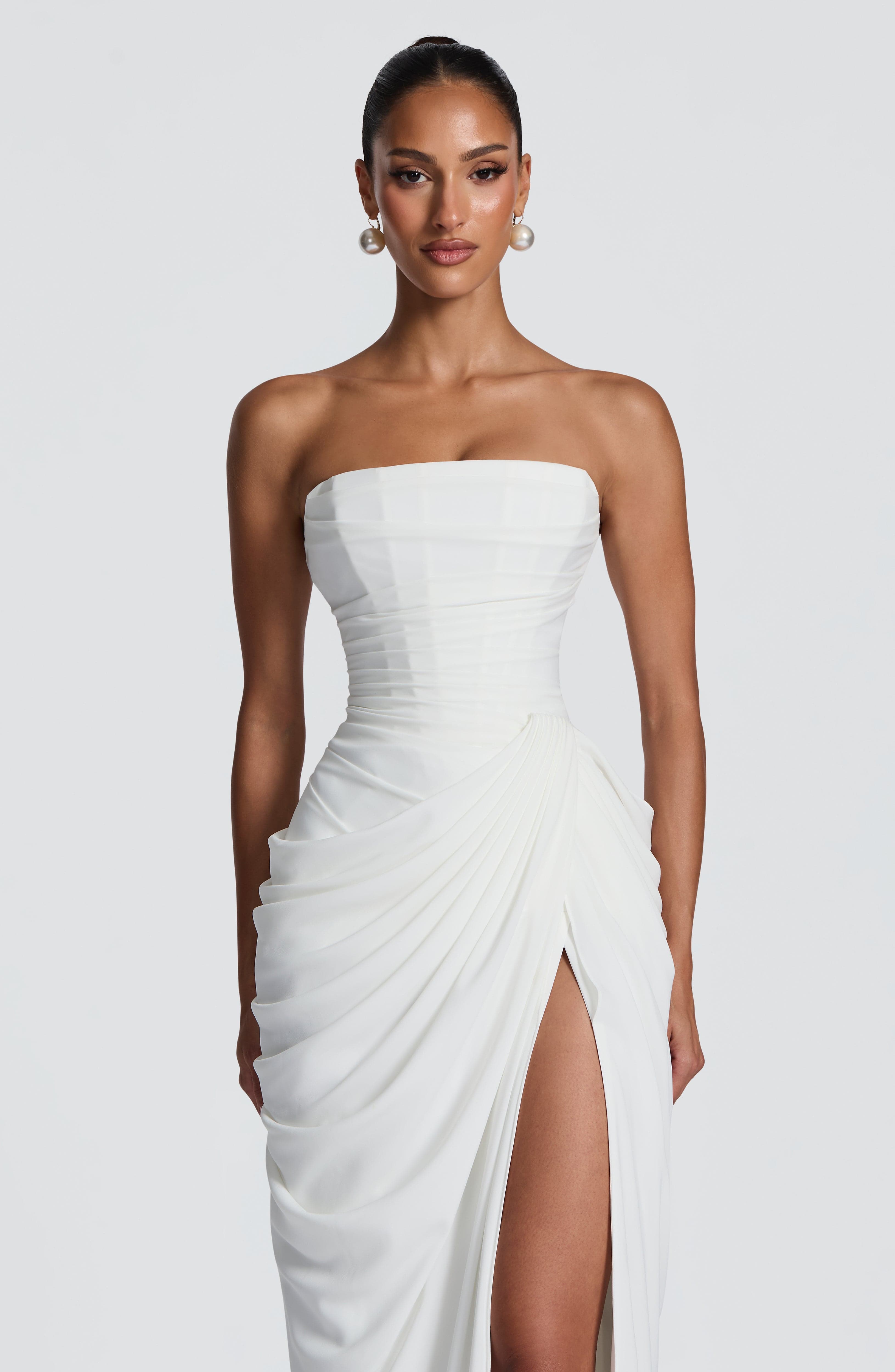 Abito maxi Lois corsetto avorio Bella di Roma – silhouette elegante