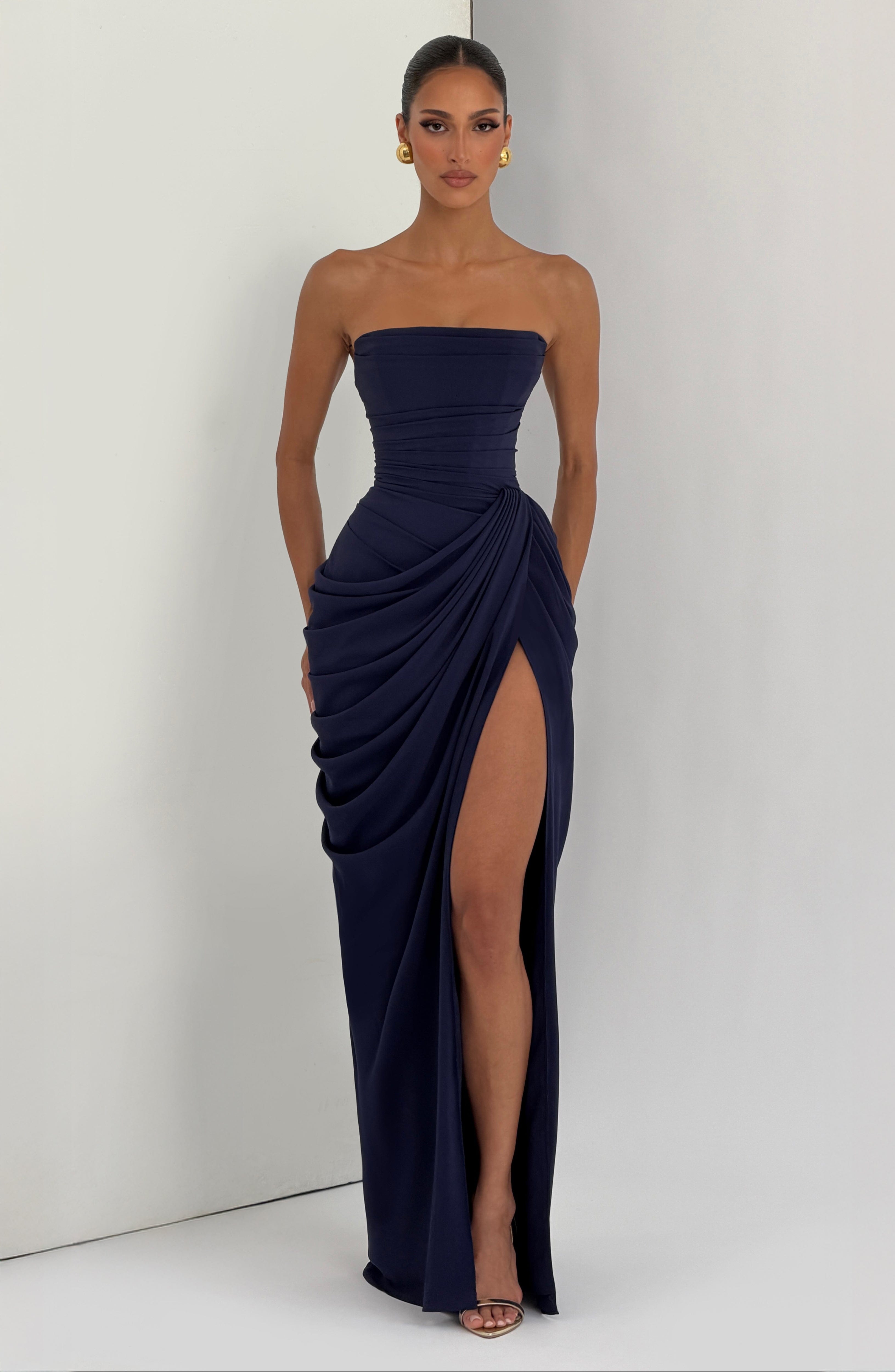 Abito maxi Lois corsetto blu marino Bella di Roma – look gala