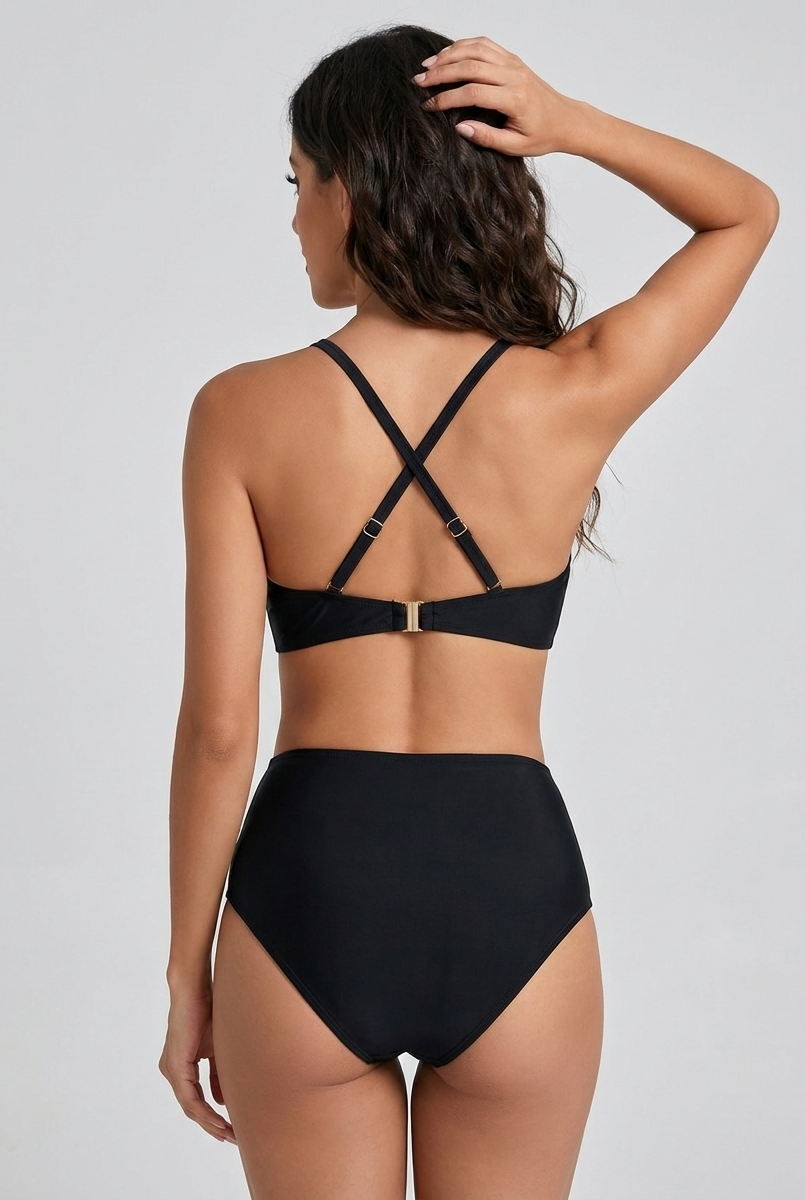 Bikini vita alta Nero – vista posteriore | Bella di Roma