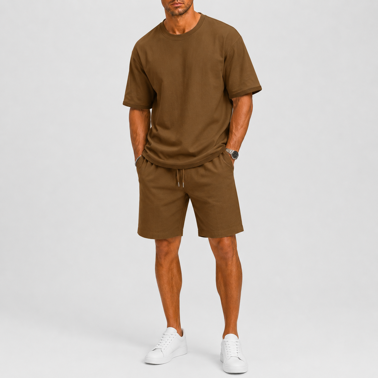 Set uomo oversize con pantaloni corti – vestibilità rilassata | Bella di Roma