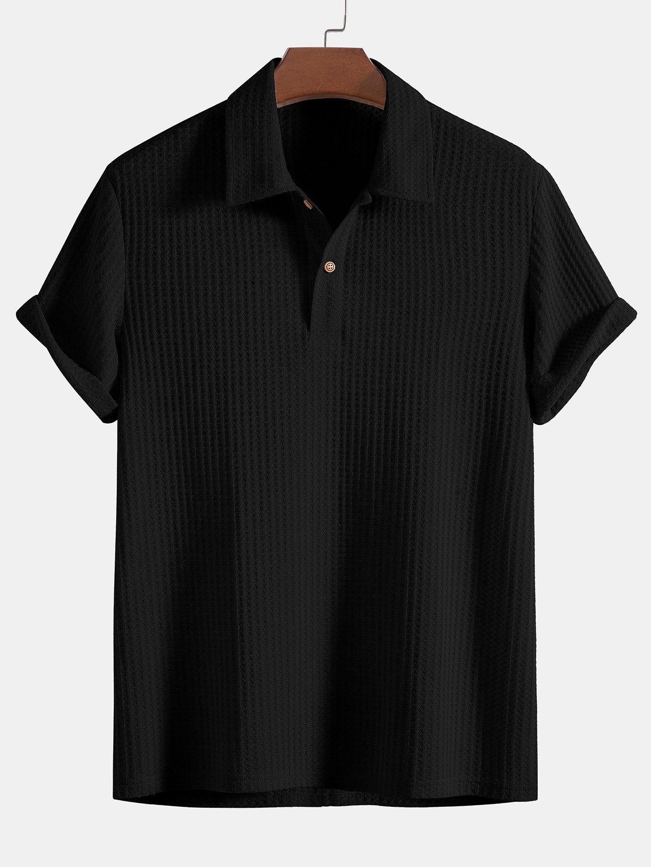 Polo da uomo in maglia waffle con colletto e bottoni