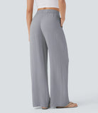 Pantaloni Baggy Casual in Lino Bella di Roma – grigio dettaglio