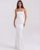 Abito midi Rosalind bianco corsetto Bella di Roma – corsetto steccato