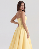 Abito Midi Selene Giallo Burro Satin Bella di Roma – laterale