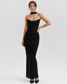 Set maxi Malu nero rete corsetto Bella di Roma – sciarpa coordinata