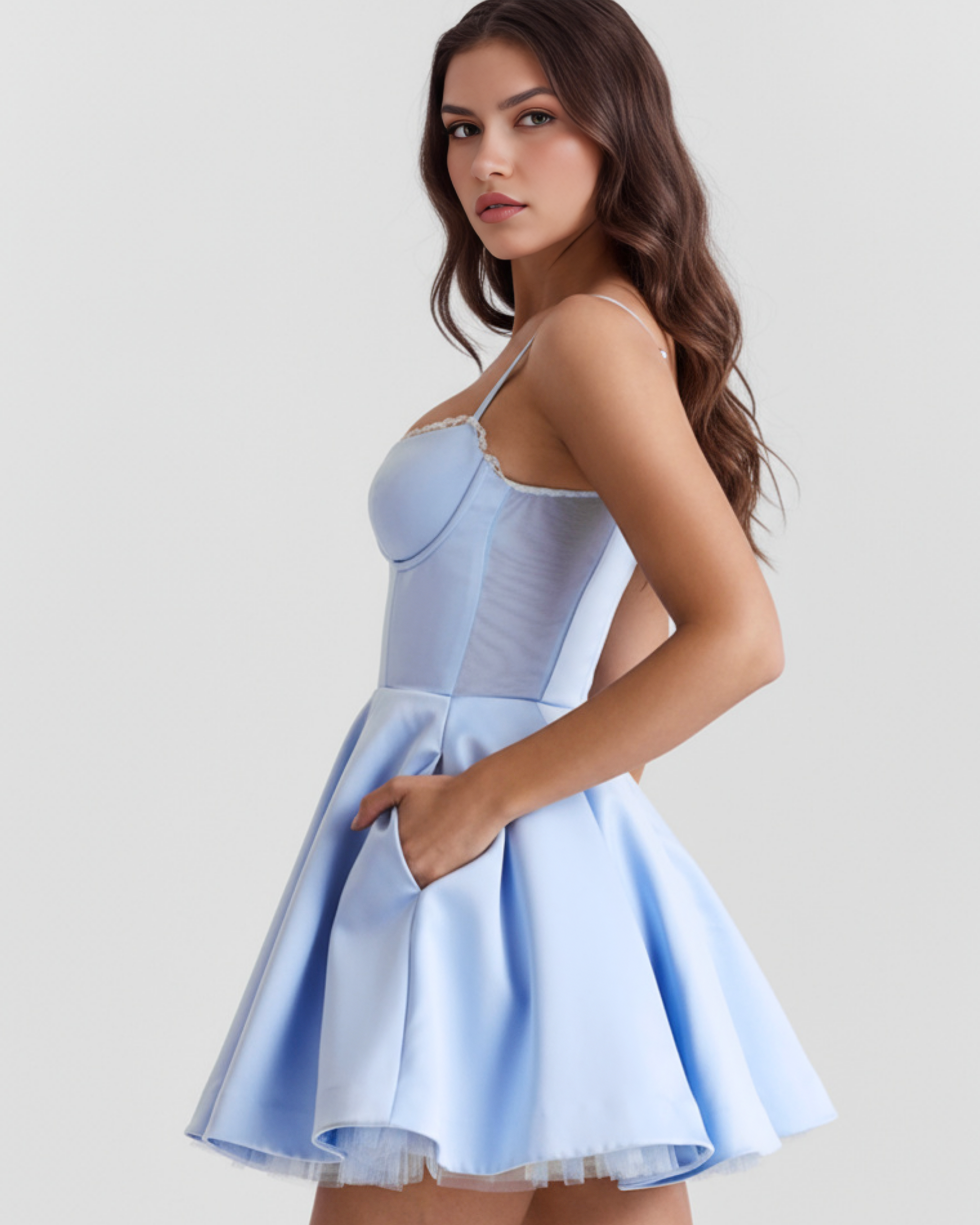 Abito Mini Selene Azzurro Baby Bella di Roma – retro