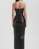 Abito midi Vanessa nero pelle vegana Bella di Roma – taglie XS-XL