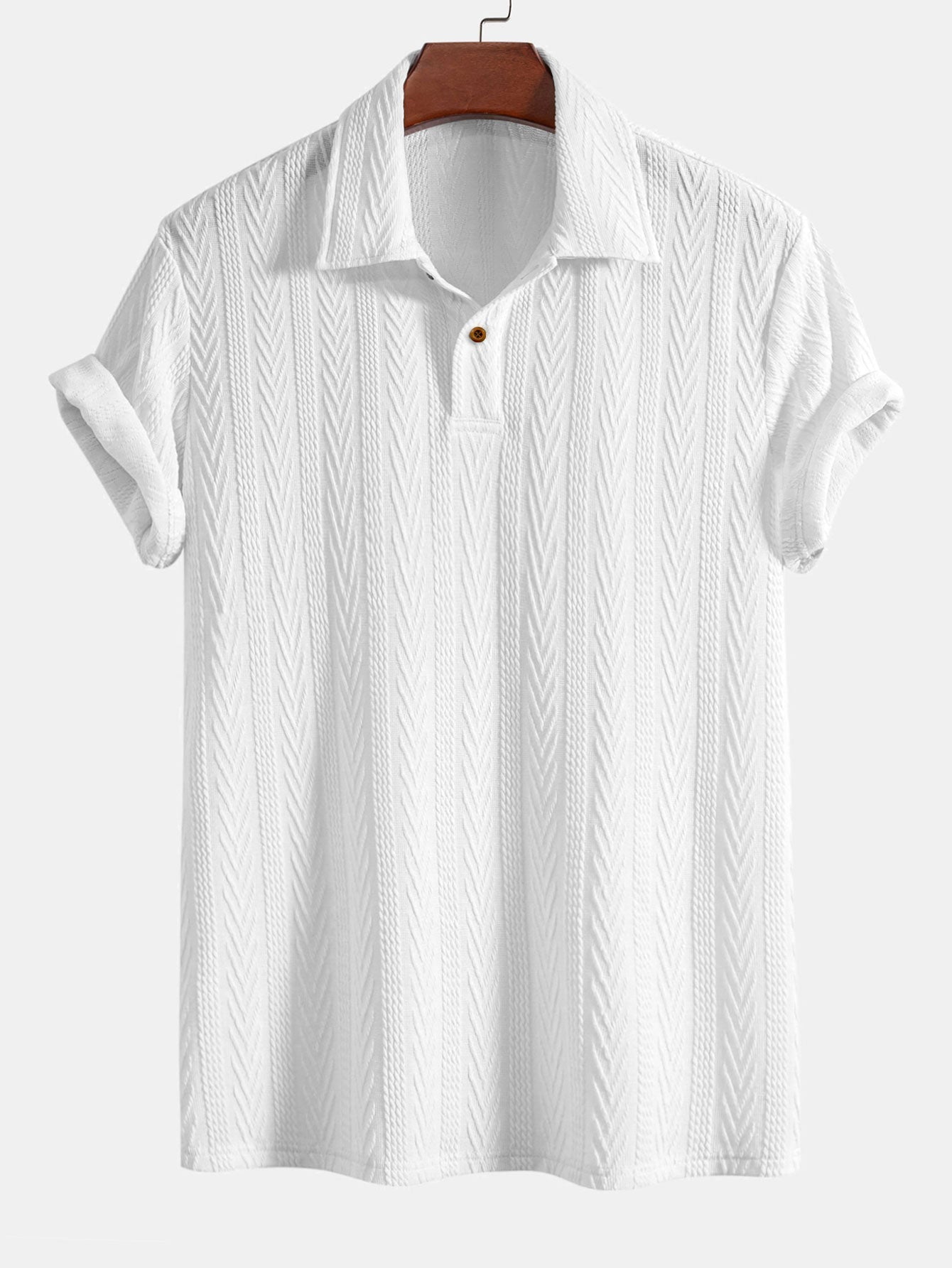 Polo da uomo jacquard a maniche corte con colletto
