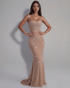 Abito Maxi Lumina Crema Sirena Strass Bella di Roma – retro