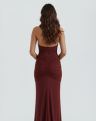 Abito maxi Ariel bordeaux Bella di Roma – movimento gonna