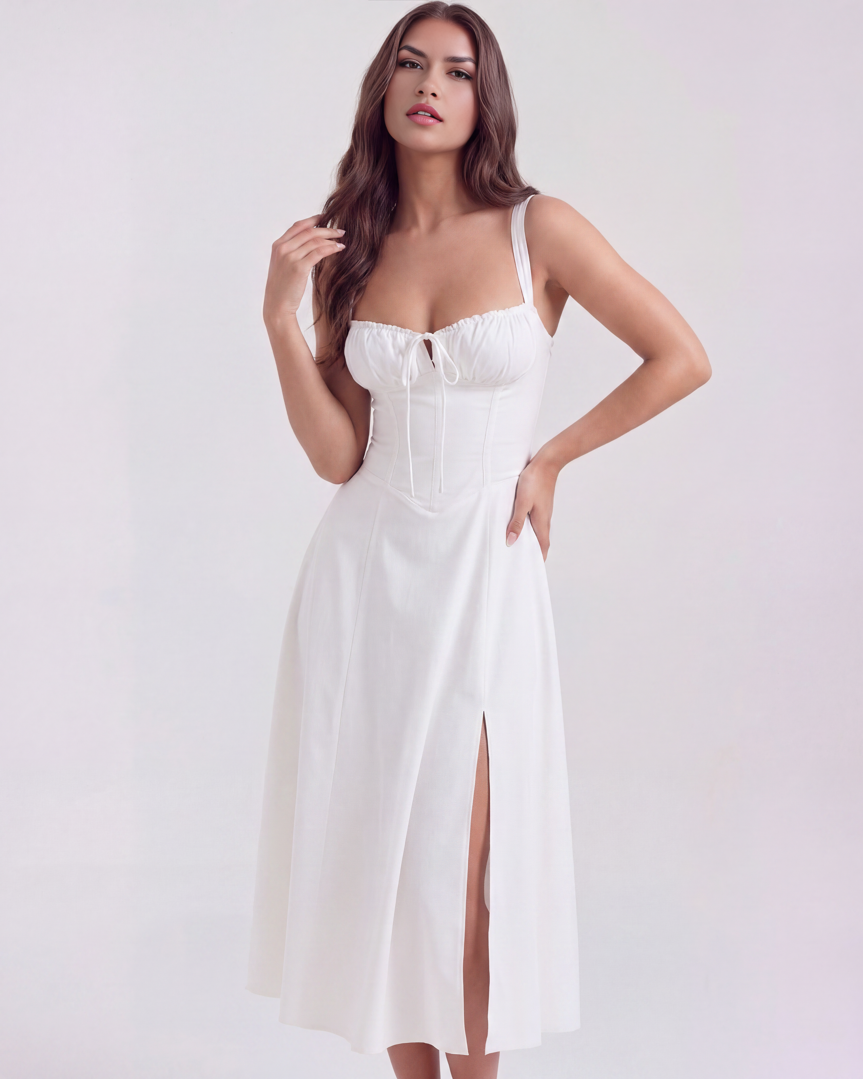 Abito midi Aurora corsetto bianco Bella di Roma – corpetto corsetto