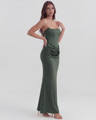 Abito midi Rosalind verde foresta corsetto Bella di Roma – zip retro