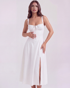 Abito midi Aurora corsetto bianco Bella di Roma – look festa giardino