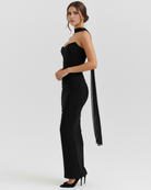 Set maxi Malu nero rete corsetto Bella di Roma – silhouette elegante