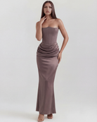 Abito Midi Rosalind Fumo Corsetto Bella di Roma – vista frontale