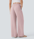 Pantaloni Baggy Casual in Lino Bella di Roma – rosa dettaglio