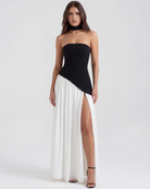 Abito Maxi Serena Nero Bianco Bella di Roma – dettaglio